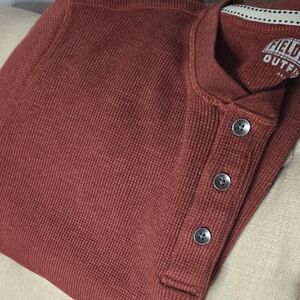 Red Henley Long Sleeve Shirt